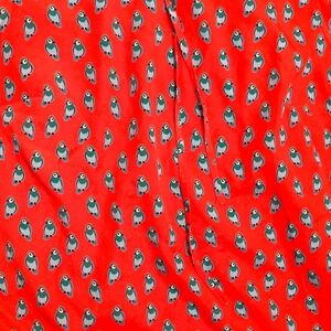 Loft Stylish Coral/Green Women's Sleeveless Top w/ Bird Printed Fabric, Size M